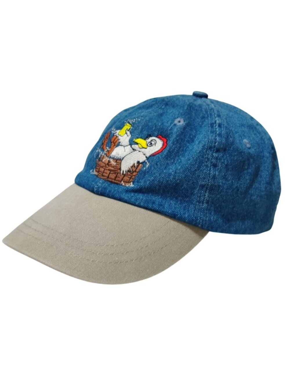 Big Ed's Chicken Pit Denim Strapback Hat Embroidered Restaurant Promo Cap Vtg - Picture 7 of 12